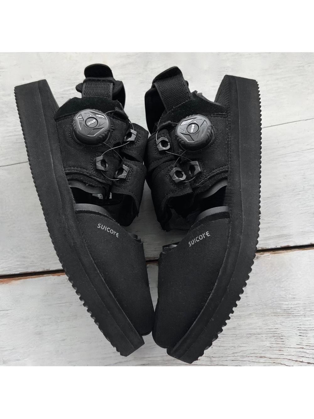 SUICOKE HAKU-ab Sandals Black Tabi Shoe Atop Dial Lacing System Split-Toe EU36.5 - Picture 6 of 12